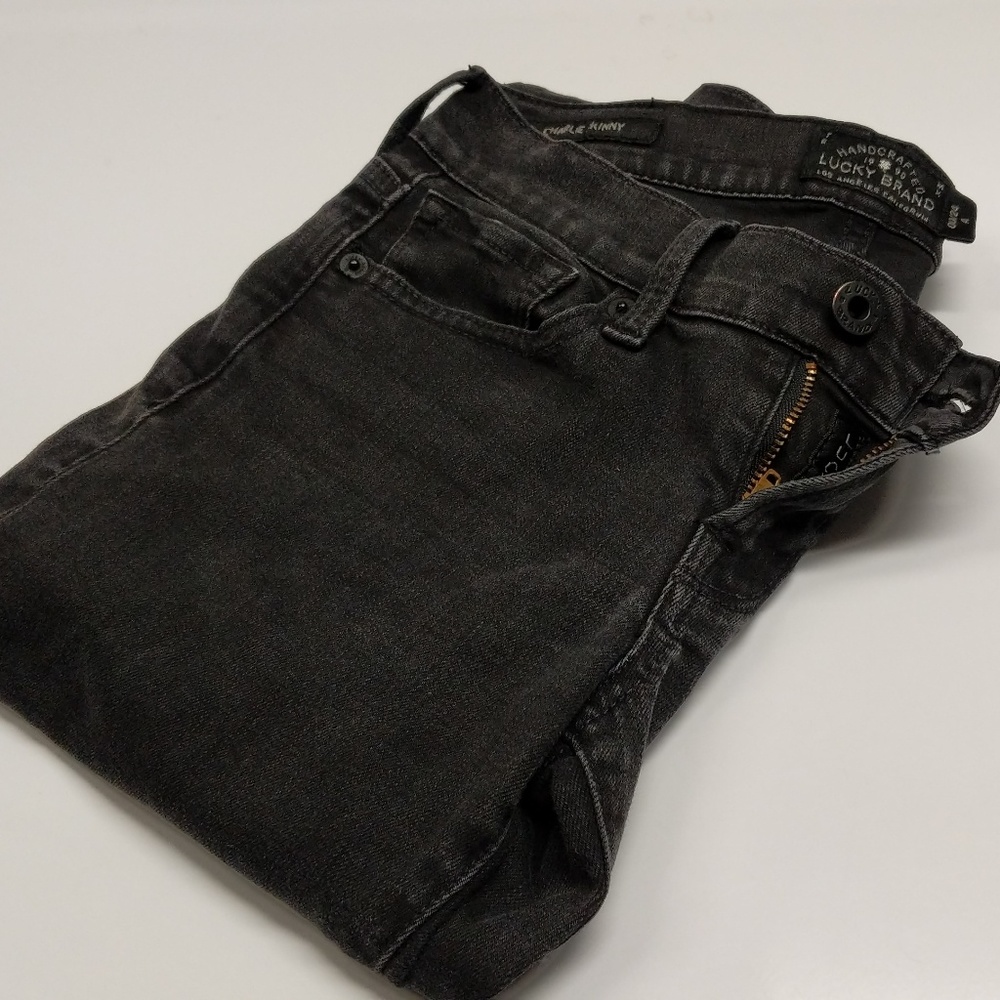 Lucky Brand Jeans Charlie Skinny 00 24 Black Ankle